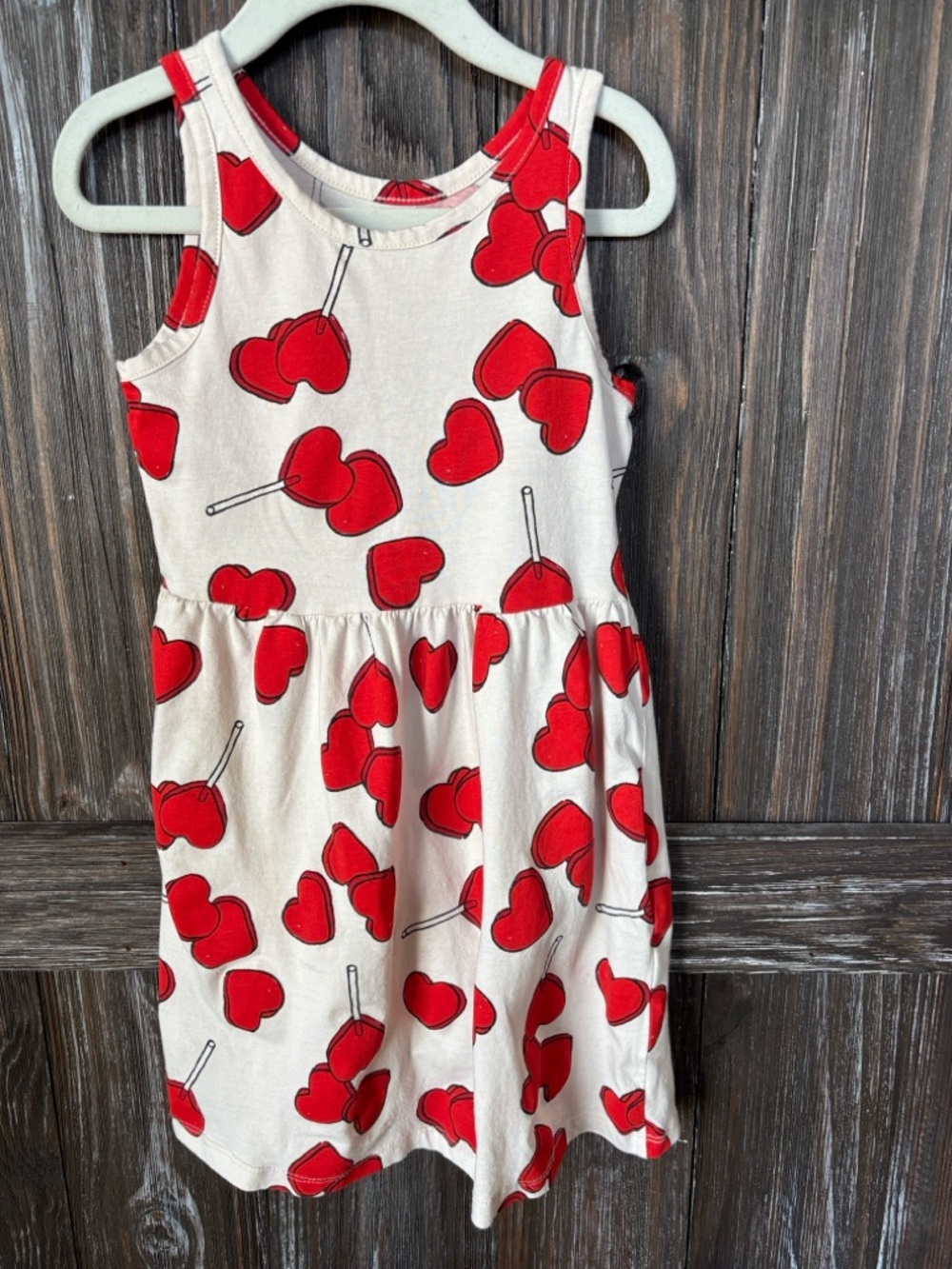 H&M Cream Tank Dress with Red Heart Lollipop Print